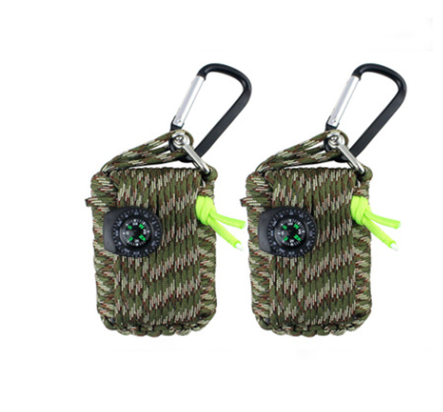 JMT-898378 Emergency Outdoor Survival Kit with Climbing Rope, Hand-Woven Camping Bag, and Equipment Umbrella