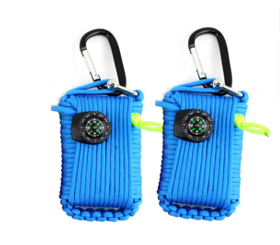 JMT-898378 Emergency Outdoor Survival Kit with Climbing Rope, Hand-Woven Camping Bag, and Equipment Umbrella