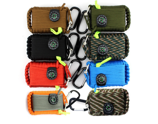 JMT-898378 Emergency Outdoor Survival Kit with Climbing Rope, Hand-Woven Camping Bag, and Equipment Umbrella