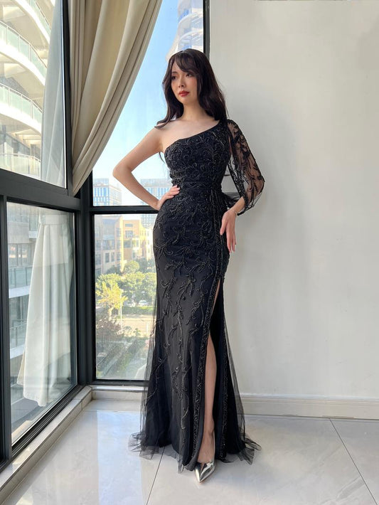 JMT-898570 Elegant Black Evening Dress – Style SH0140 for Women - Timeless Class and Sophistication
