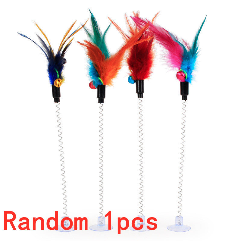 JMT-898634 Multicolored Cat Plush Mouse Stick with Suction Cup and Spring