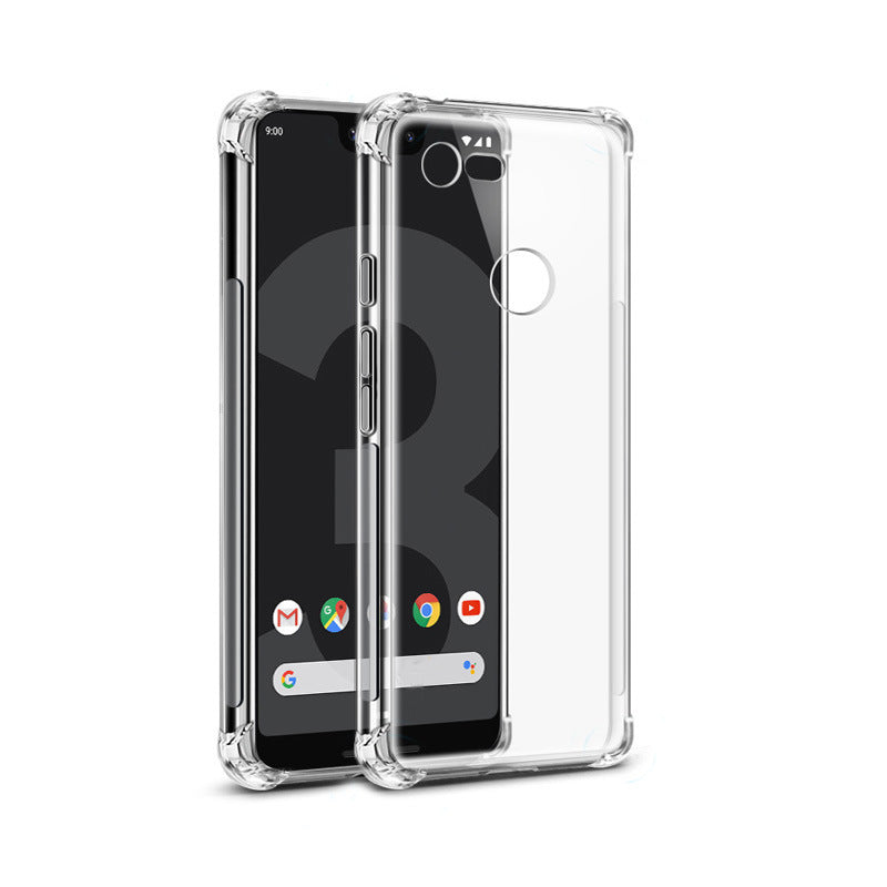 JMT-899018 Drop-Proof Soft Silicone Case for Google Pixel 4A, 4, 4XL, 3A, 3A XL, 3, 3XL, 2, 2XL - Transparent TPU Cover