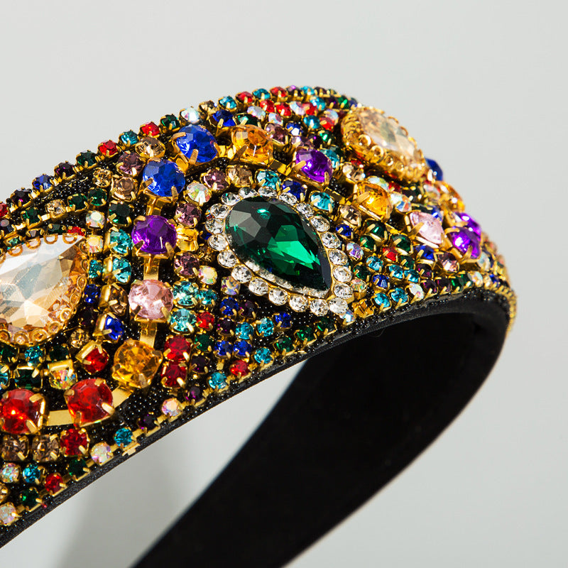 JMT-899018 Elegant Wide-Edge Rhinestone Headband for Fashionable Looks