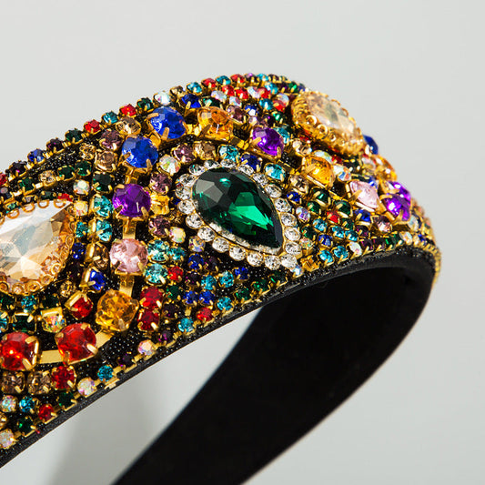JMT-899018 Elegant Wide-Edge Rhinestone Headband for Fashionable Looks