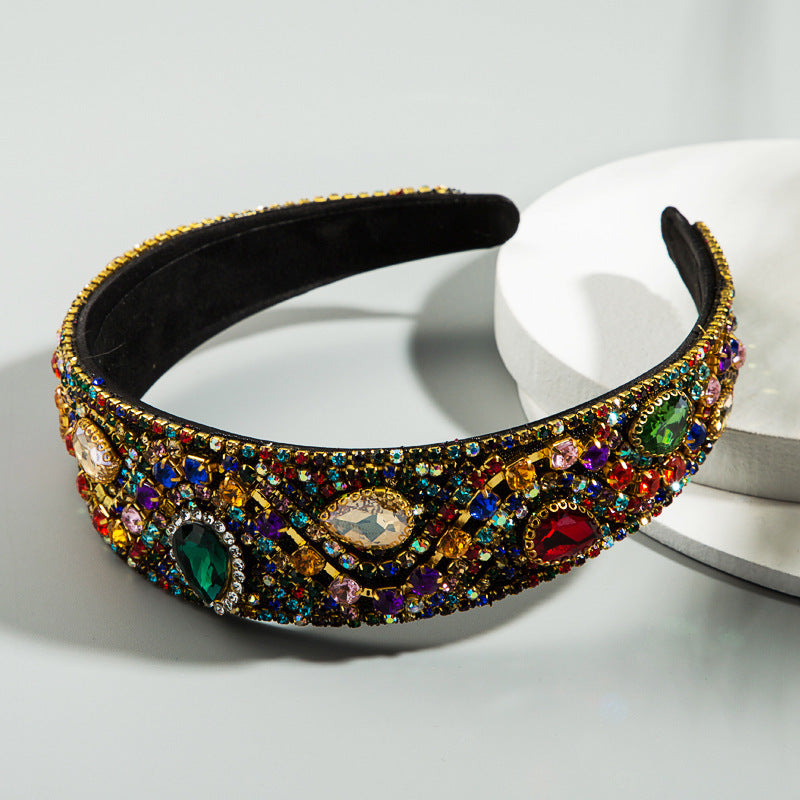 JMT-899018 Elegant Wide-Edge Rhinestone Headband for Fashionable Looks