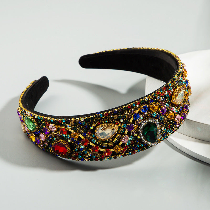 JMT-899018 Elegant Wide-Edge Rhinestone Headband for Fashionable Looks