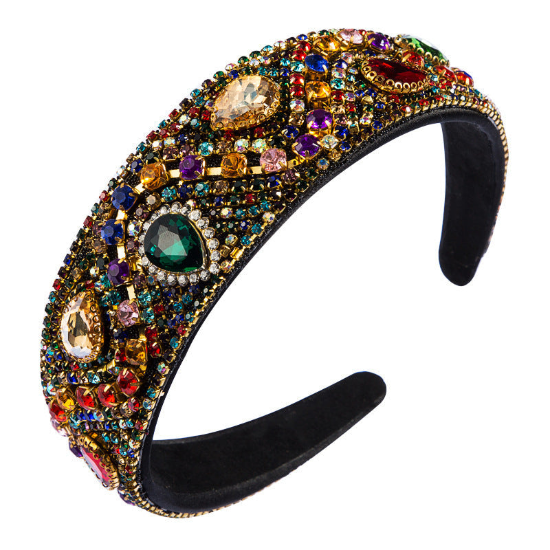 JMT-899018 Elegant Wide-Edge Rhinestone Headband for Fashionable Looks