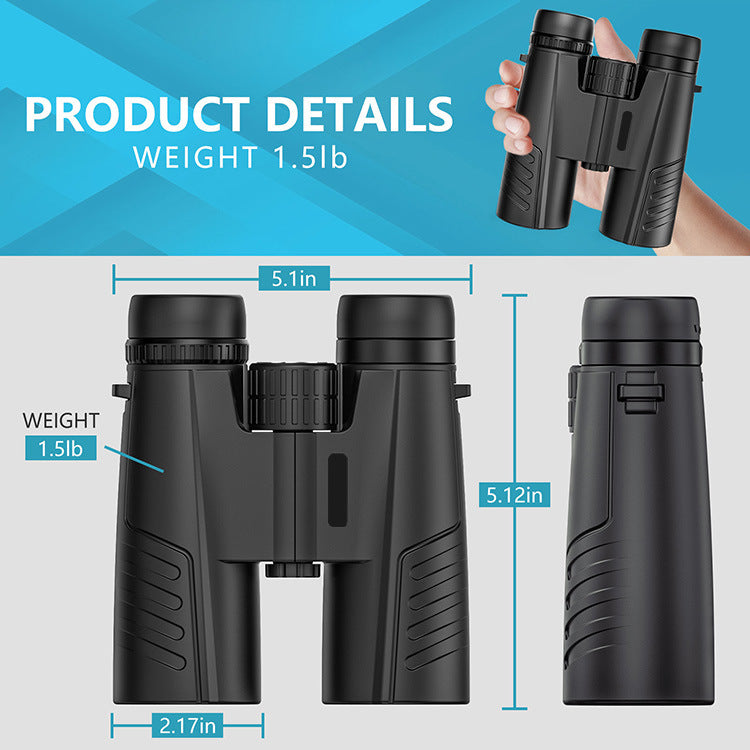 JMT-899338 12x42 High Power HD Black Binoculars for Outdoor Sports and Nature Viewing