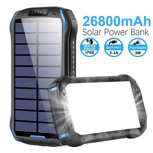 JMT-899658 26800mAh Waterproof Solar Power Bank with Emergency Camping Light, Dust-Proof and Fall-Proof Design