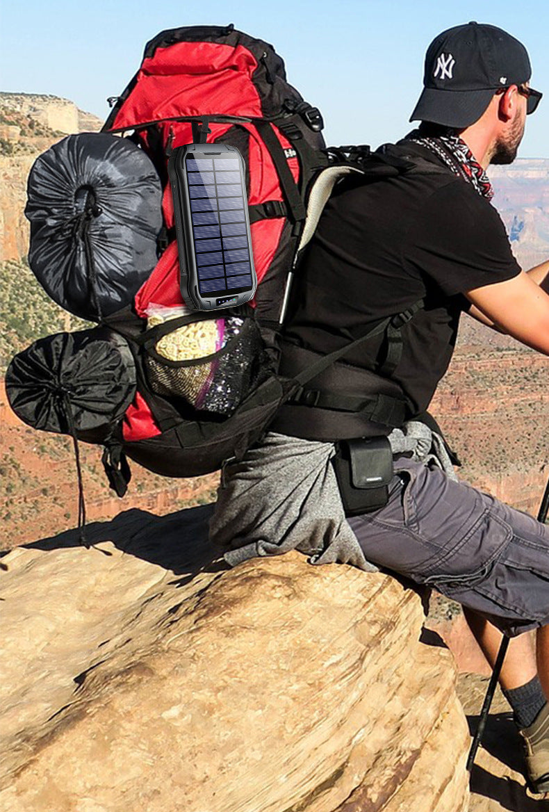 JMT-899658 26800mAh Waterproof Solar Power Bank with Emergency Camping Light, Dust-Proof and Fall-Proof Design