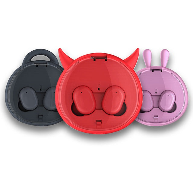 JMT-899658 Wireless Bluetooth Headset with Battery Display, Voice Control, and Call Function - Stereo Earplugs in Pink, Black, and Red
