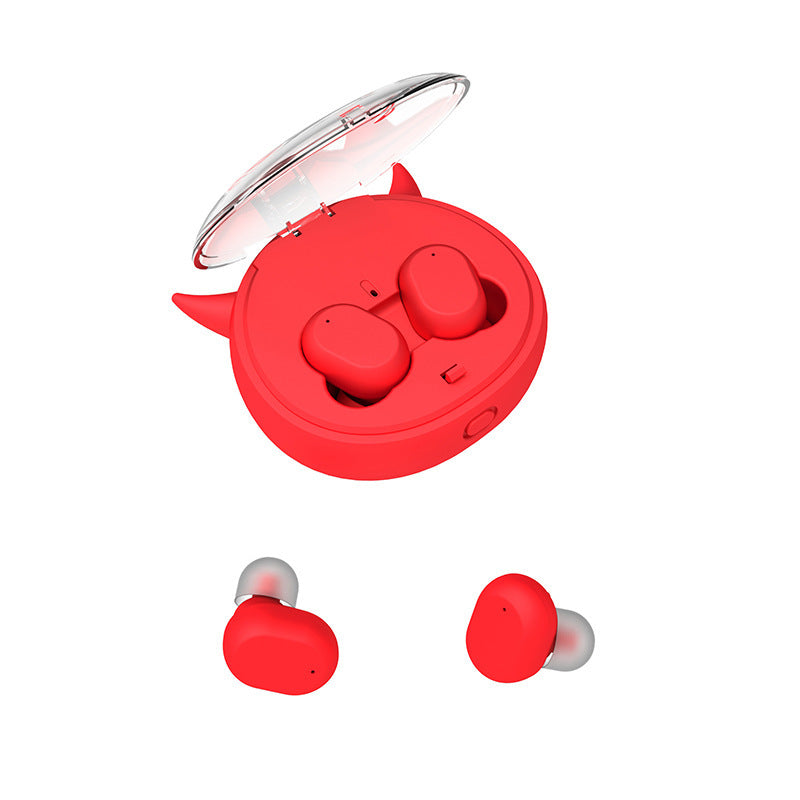 JMT-899658 Wireless Bluetooth Headset with Battery Display, Voice Control, and Call Function - Stereo Earplugs in Pink, Black, and Red