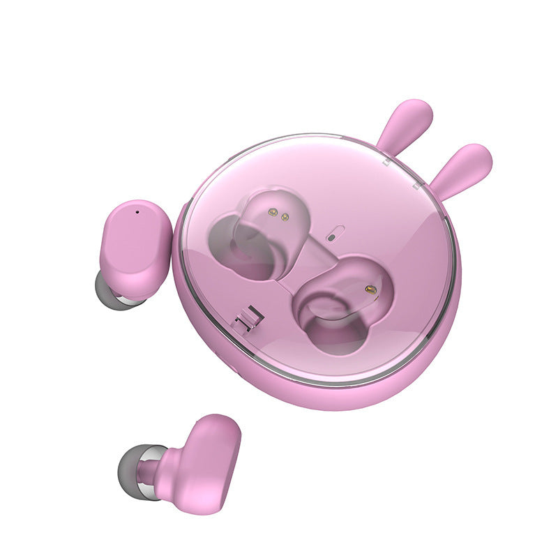 JMT-899658 Wireless Bluetooth Headset with Battery Display, Voice Control, and Call Function - Stereo Earplugs in Pink, Black, and Red