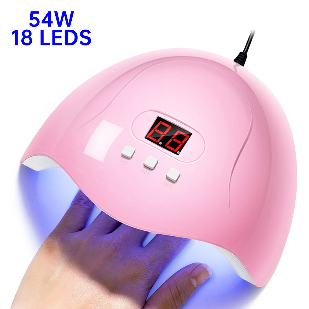JMT-899786 54W Induction Nail Lamp with Dual Light Source, LCD Display, Infrared Sensor, and USB Power Supply