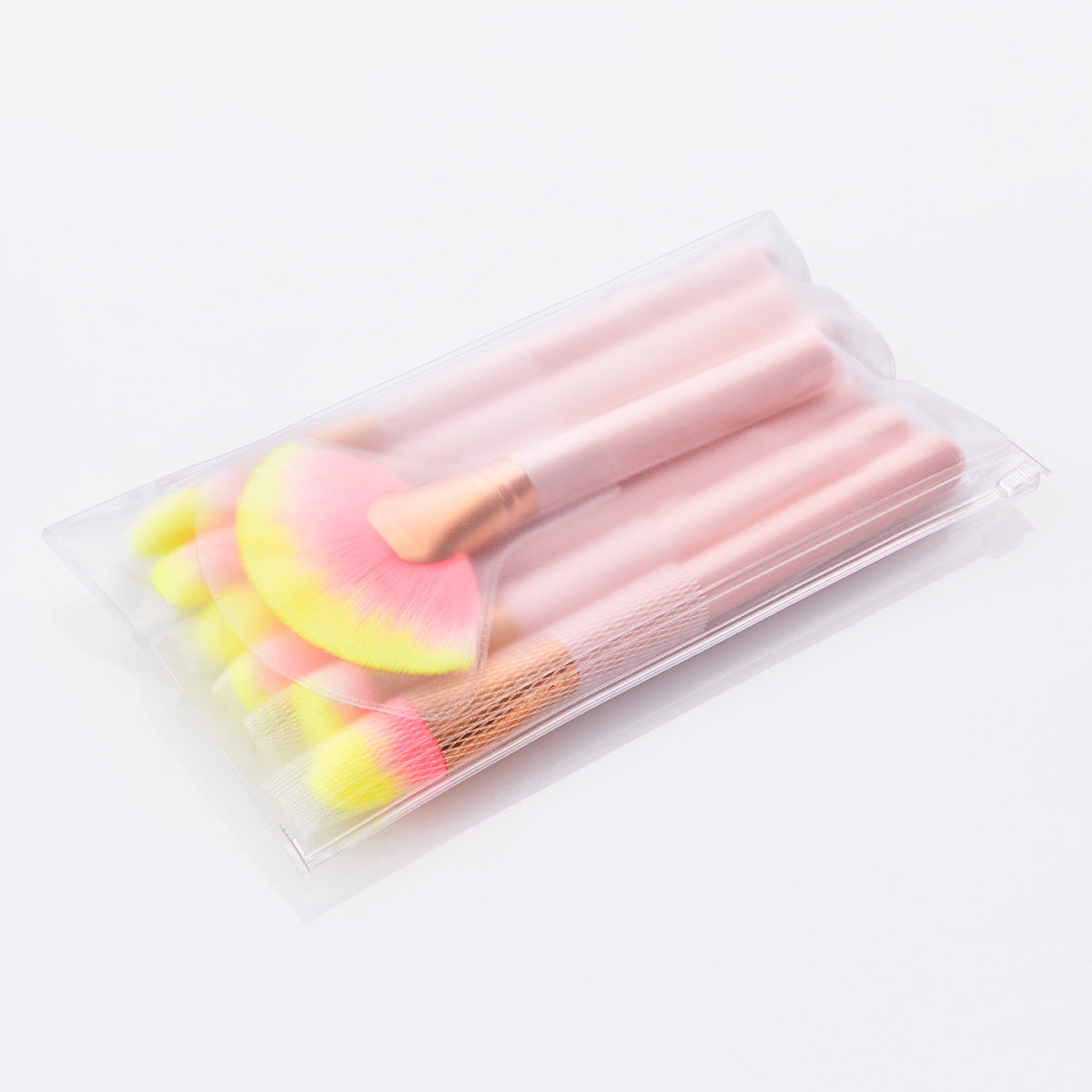 JMT-899914 12-Piece Pink Makeup Brush Set with Nylon Wool Bristles and Wooden Handles