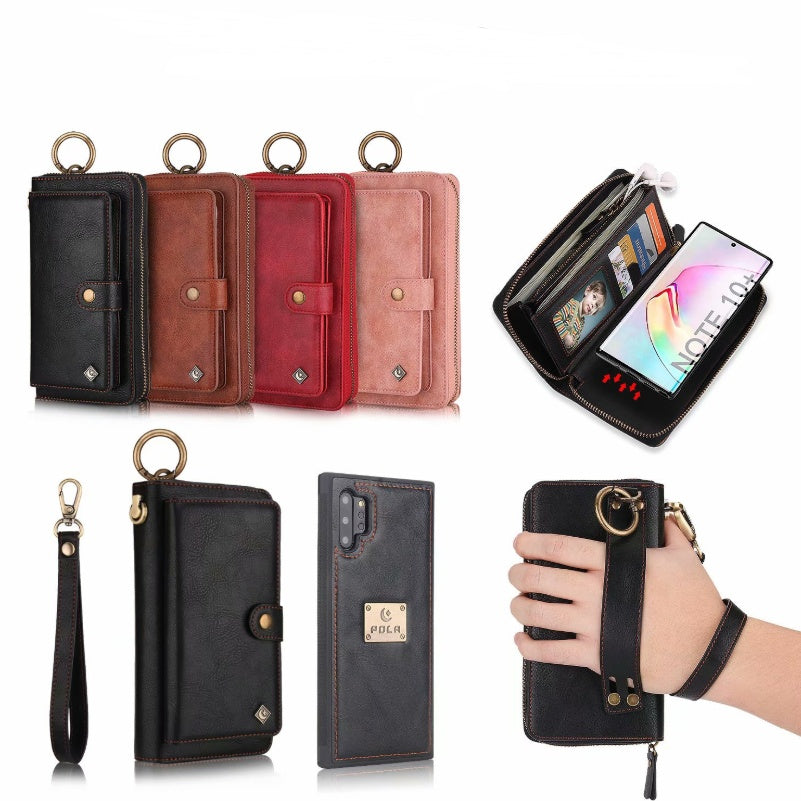 JMT-900170 Mobile Phone Zipper Wallet – PU Leather, Solid Color, Compatible with iPhone and Samsung Models