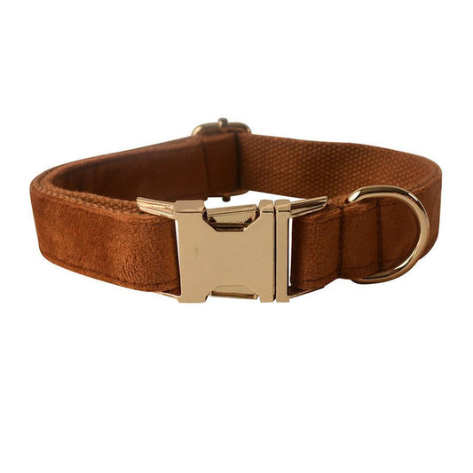 JMT-900298 Elegant Velvet Dog Collar Set with Bow Tie and Gold Clasp - Perfect for All Sizes