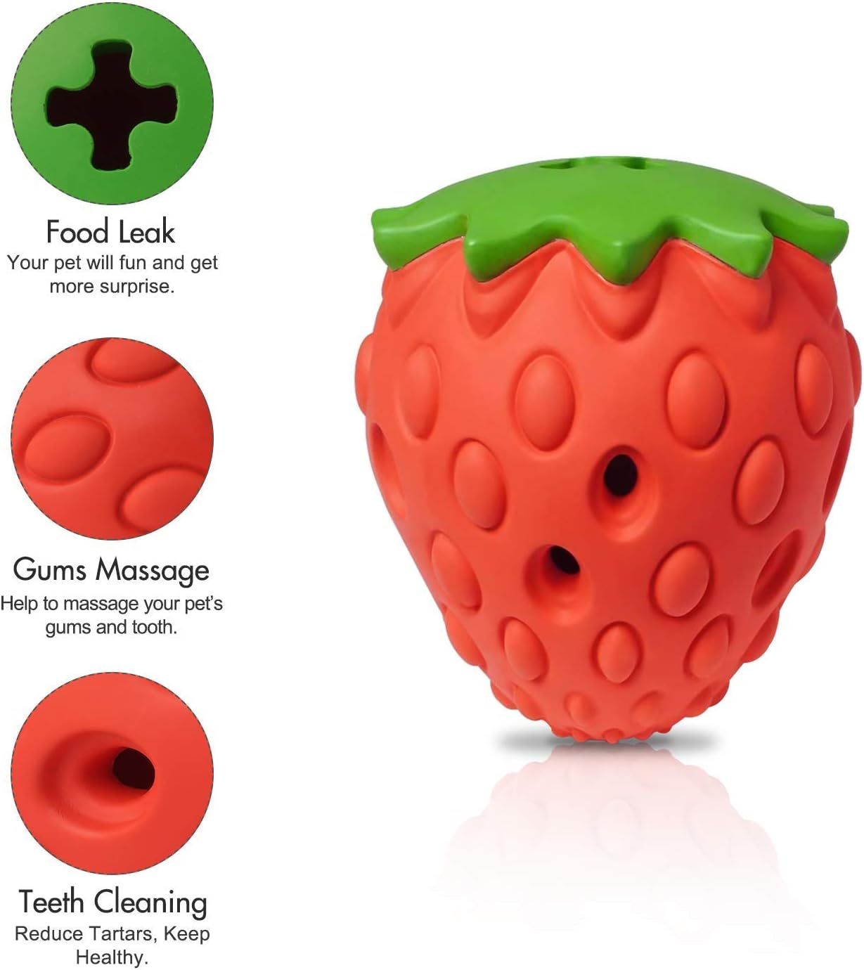 JMT-900618 Durable Strawberry Dog Chew Toy for Aggressive Chewers with IQ Training Features