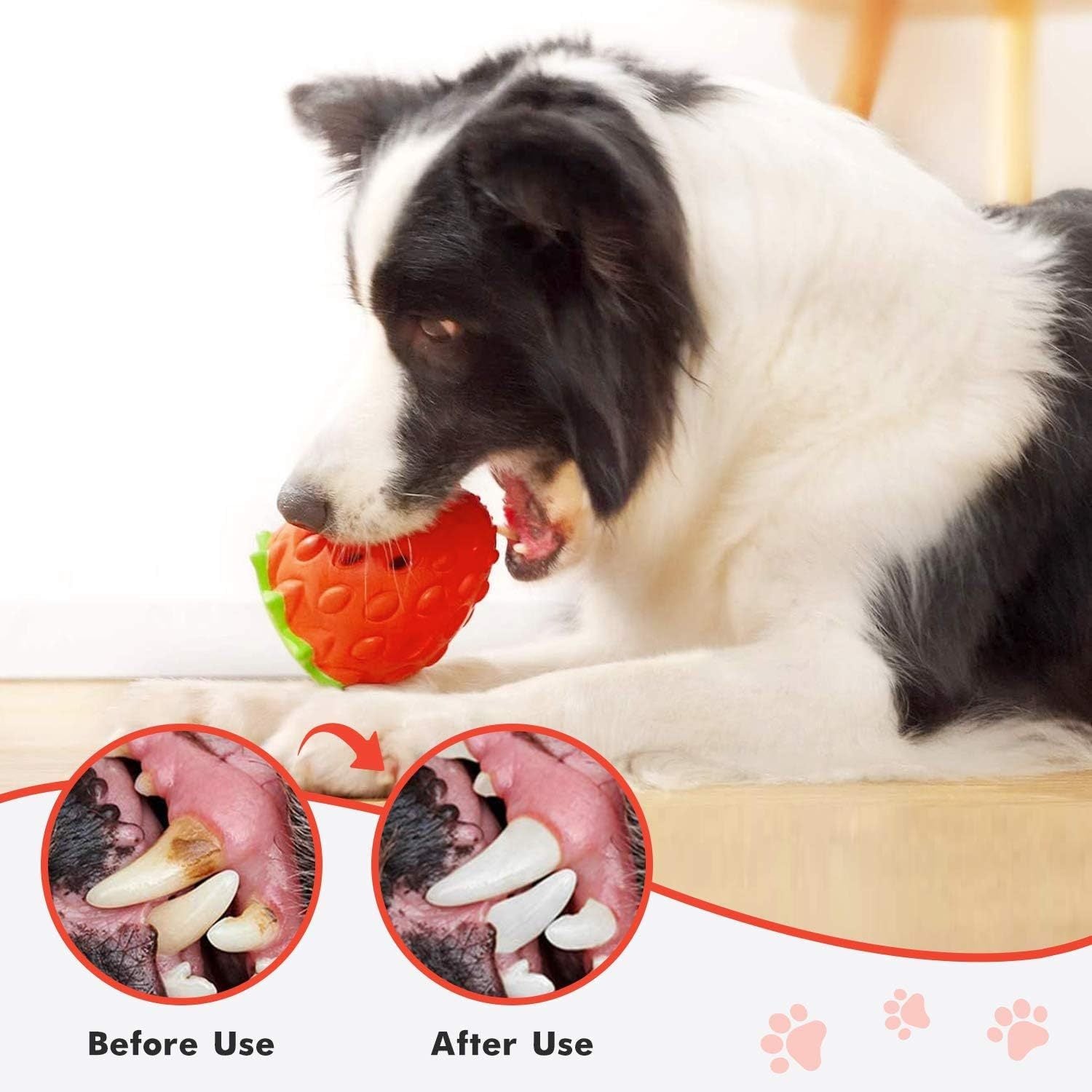 JMT-900618 Durable Strawberry Dog Chew Toy for Aggressive Chewers with IQ Training Features