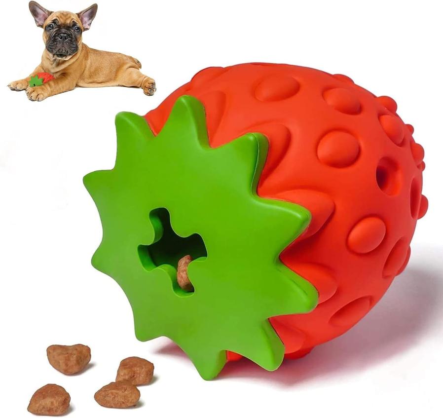 JMT-900618 Durable Strawberry Dog Chew Toy for Aggressive Chewers with IQ Training Features