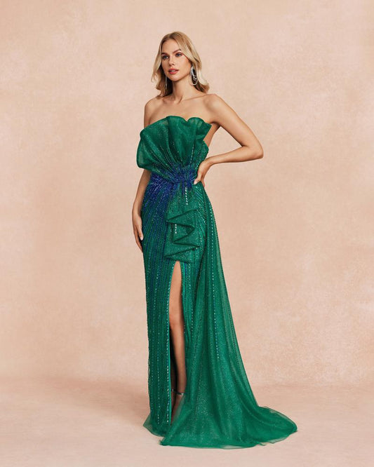 JMT-900874 Elegant Green Ladies' Dress - Model SH0113