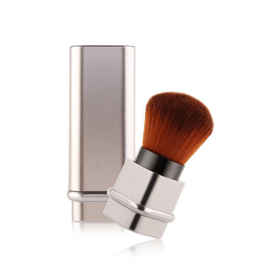 JMT-901066 Compact Portable Makeup Brush with Plastic Handle and Man-Made Fiber Bristles, Available in Square Gold and Square Silver