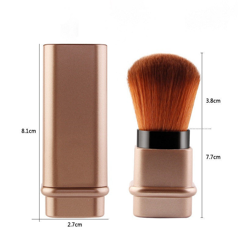 JMT-901066 Compact Portable Makeup Brush with Plastic Handle and Man-Made Fiber Bristles, Available in Square Gold and Square Silver