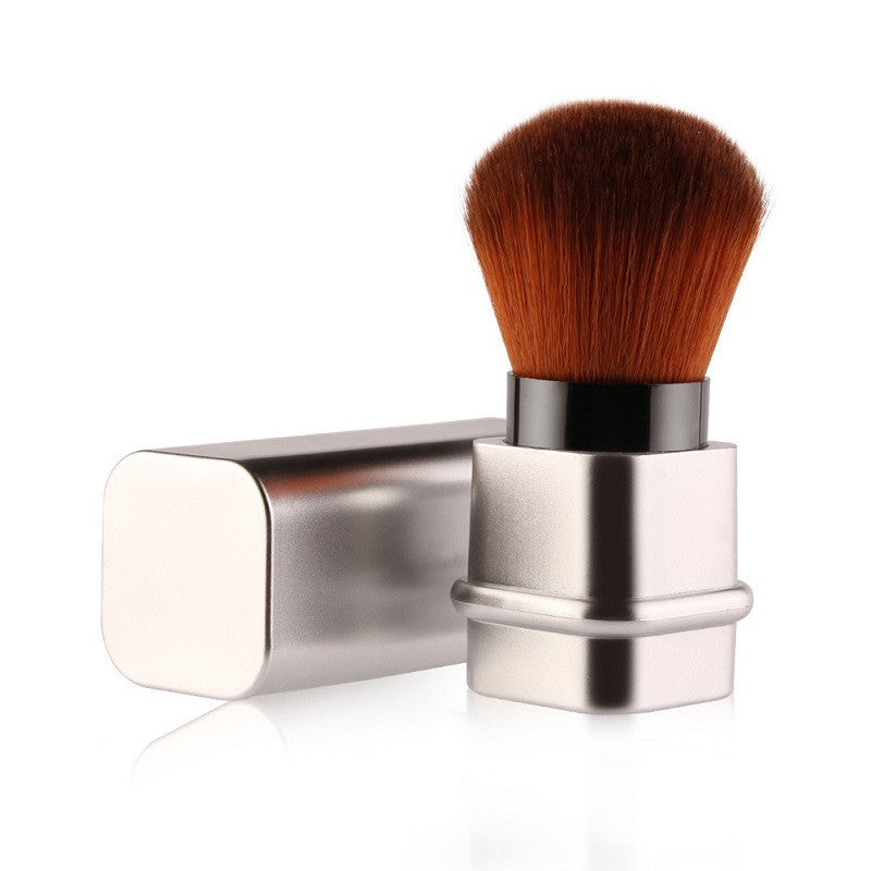 JMT-901066 Compact Portable Makeup Brush with Plastic Handle and Man-Made Fiber Bristles, Available in Square Gold and Square Silver