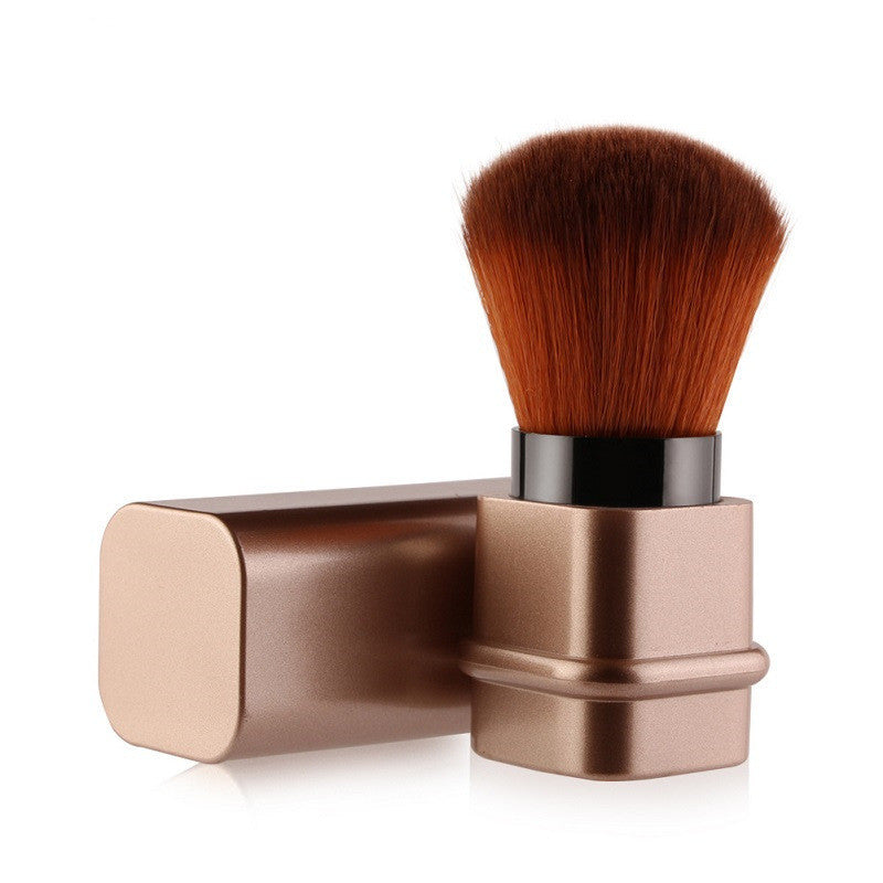 JMT-901066 Compact Portable Makeup Brush with Plastic Handle and Man-Made Fiber Bristles, Available in Square Gold and Square Silver