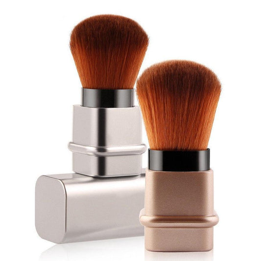 JMT-901066 Compact Portable Makeup Brush with Plastic Handle and Man-Made Fiber Bristles, Available in Square Gold and Square Silver