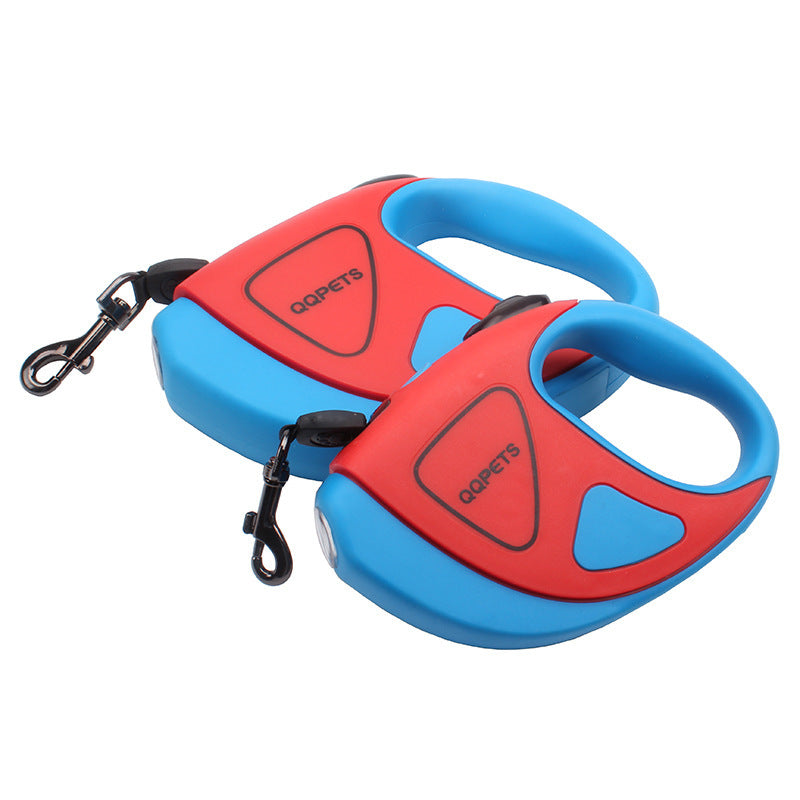 JMT-901130 Retractable Traction Rope for Dog Walking with Integrated Light - Adjustable Lengths Available: 3M or 5M - Durable Plastic - Black and White, Green, Red Options