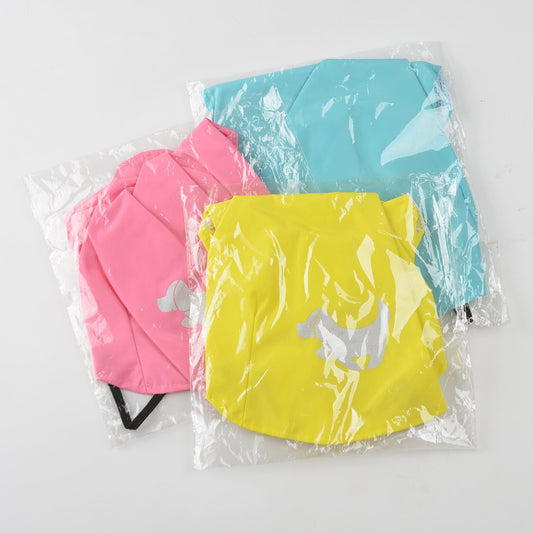 JMT-901258 Puppy Print Waterproof Raincoat for Dogs in Yellow, Blue, and Pink, Sizes S to XL