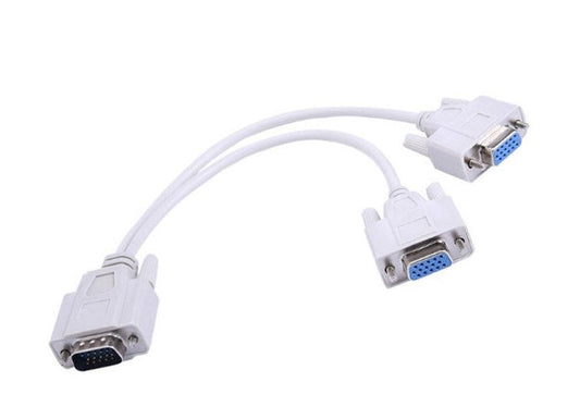 JMT-901962 VGA Splitter Cable - 1 Male to 2 Female for Dual Monitor Setup
