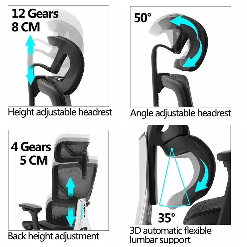 JMT-902538 Ergonomic High-Back Executive Mesh Office Chair with Adjustable 3D Armrests and Swivel Design