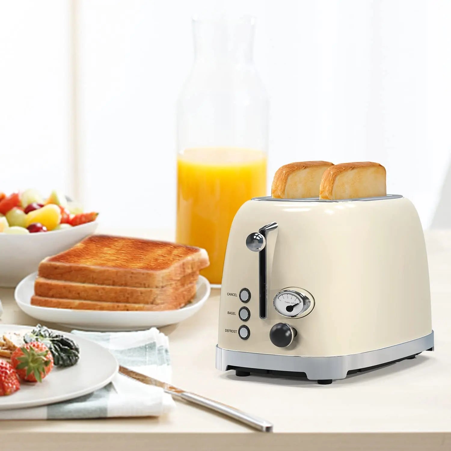 JMT-902602 Retro 2-Slice Stainless Steel Electric Pop-Up Toaster with Grill