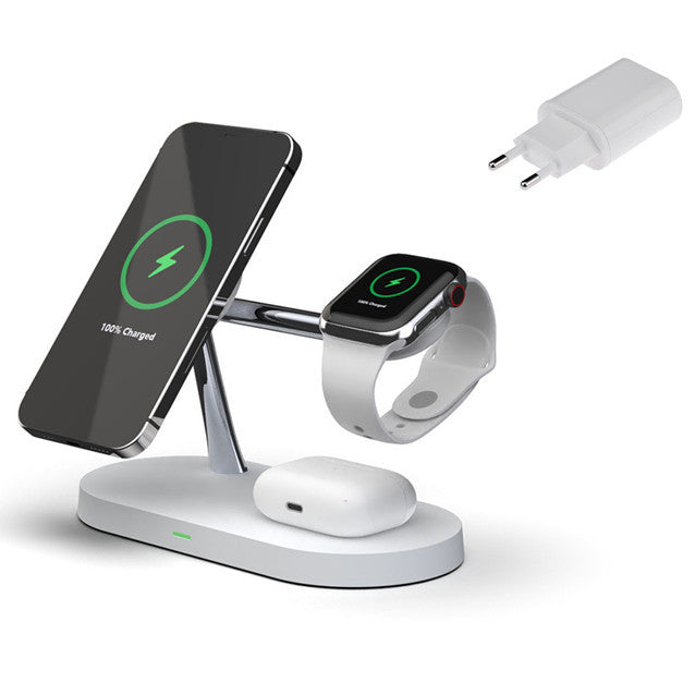 JMT-903434 3-in-1 Wireless Charger with Fast Magnetic Charging, 15W Output for Phones, Earbuds, and Smartwatches