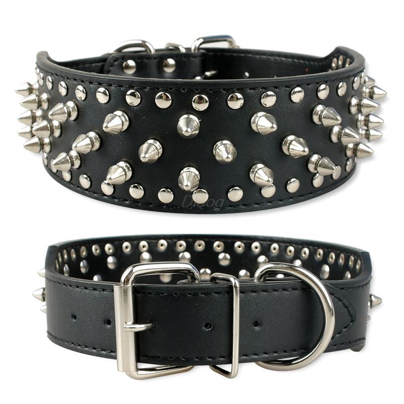 JMT-903754 Large Dog Rivet PU Leather Collar - 51x5CM to 66x5CM Sizes Available