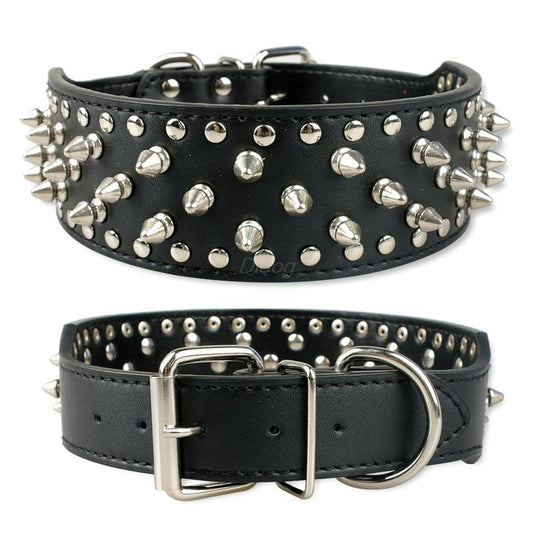 JMT-903754 Large Dog Rivet PU Leather Collar - 51x5CM to 66x5CM Sizes Available
