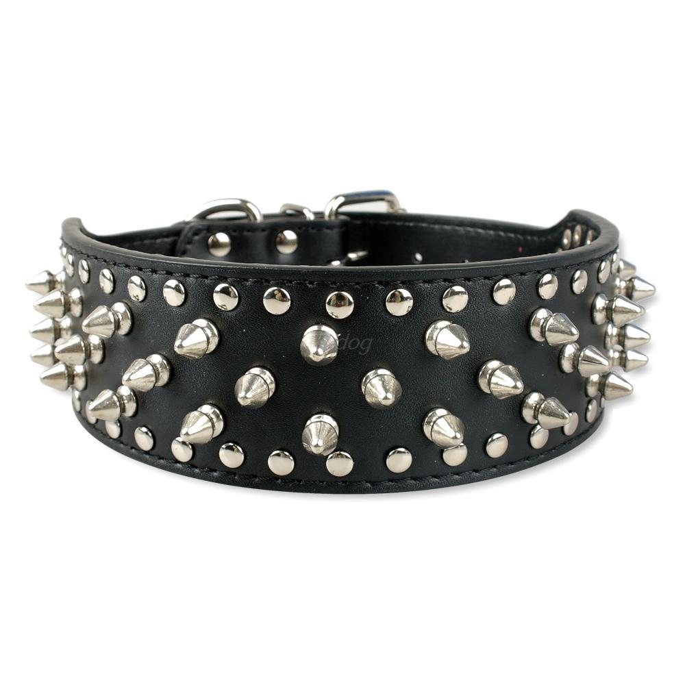 JMT-903754 Large Dog Rivet PU Leather Collar - 51x5CM to 66x5CM Sizes Available
