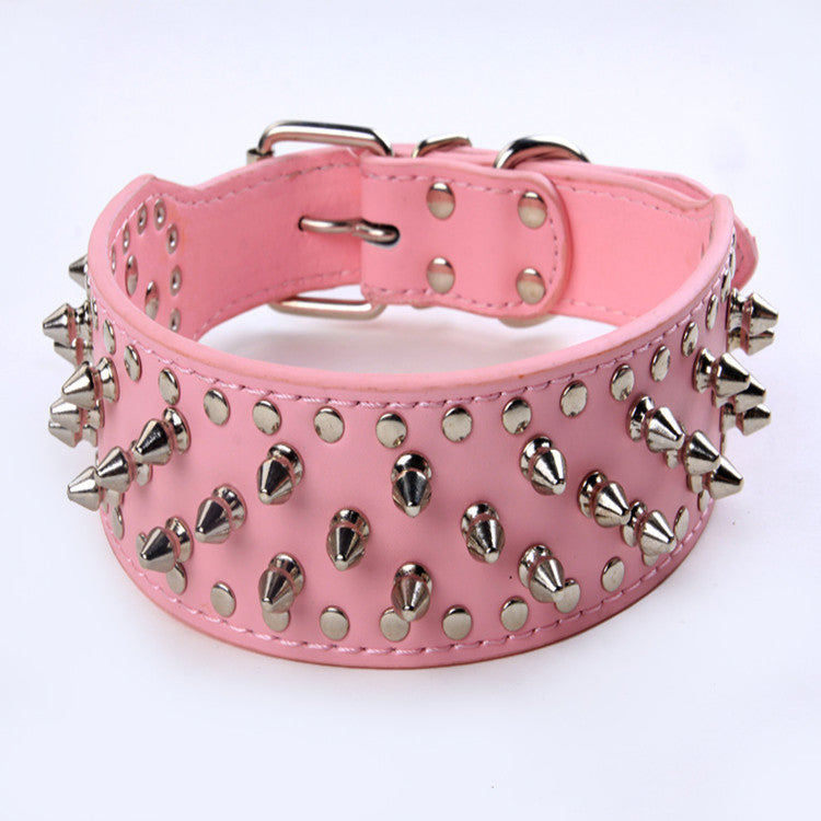 JMT-903754 Large Dog Rivet PU Leather Collar - 51x5CM to 66x5CM Sizes Available