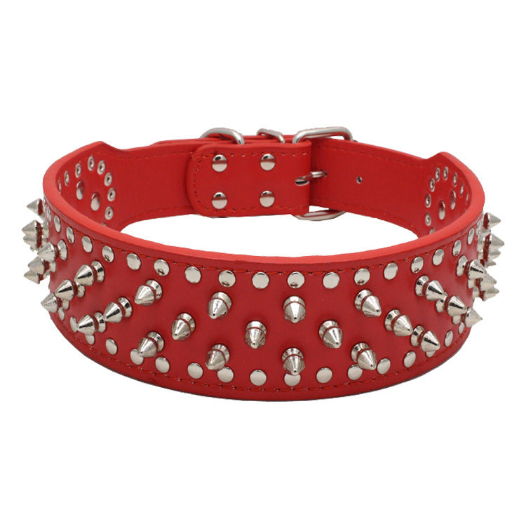 JMT-903754 Large Dog Rivet PU Leather Collar - 51x5CM to 66x5CM Sizes Available