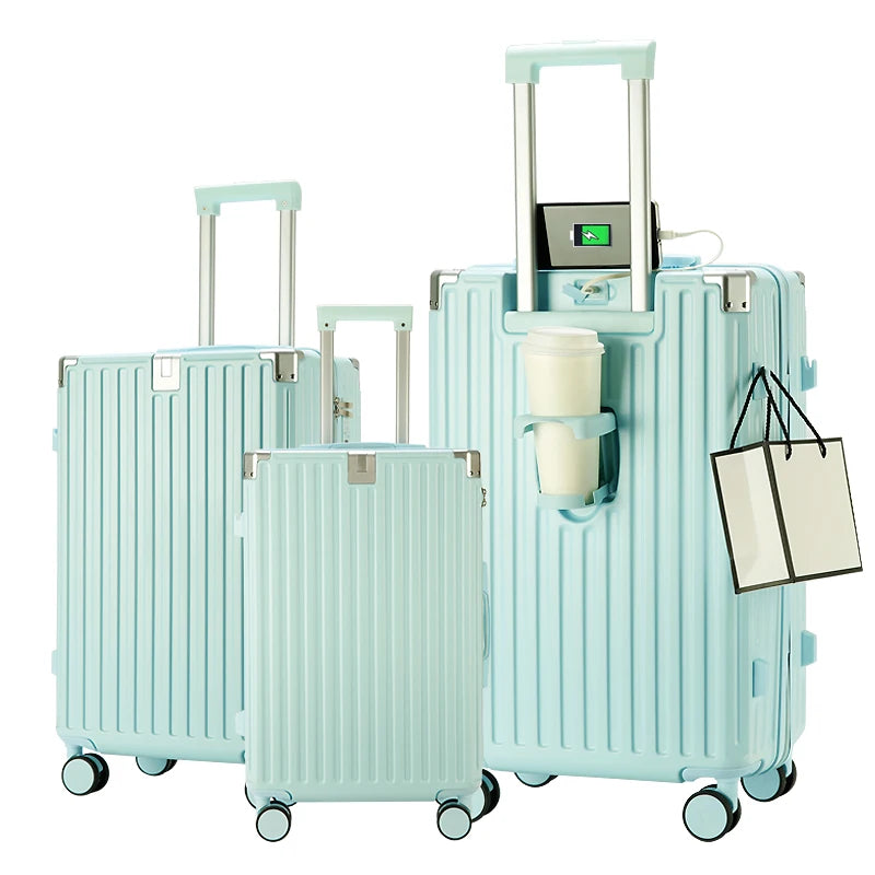 JMT-904138 Custom Lightweight 3-Piece Travel Luggage Set with Wheels and USB Port Lock
