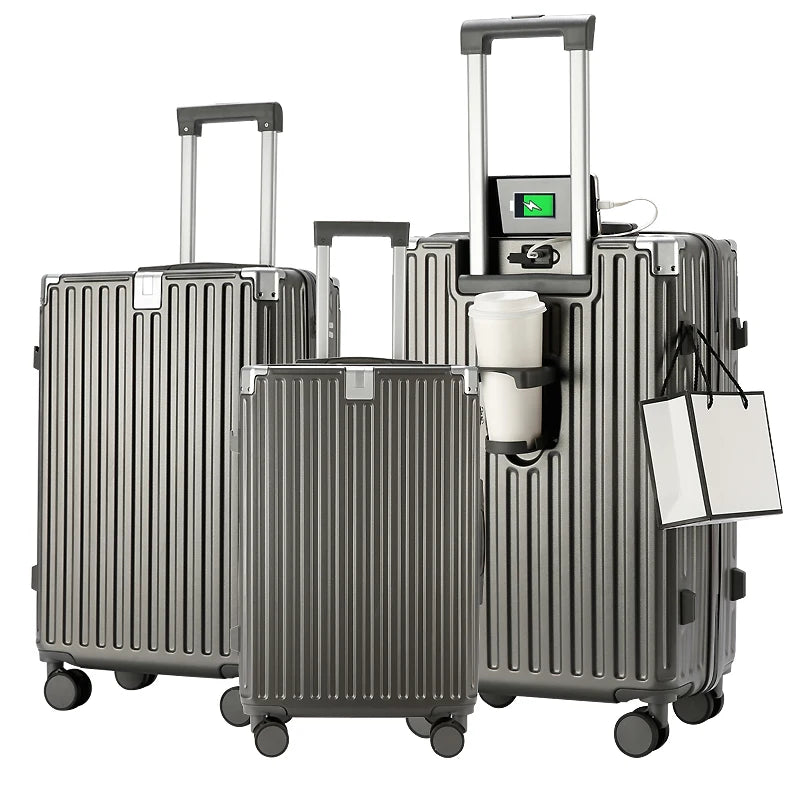 JMT-904138 Custom Lightweight 3-Piece Travel Luggage Set with Wheels and USB Port Lock