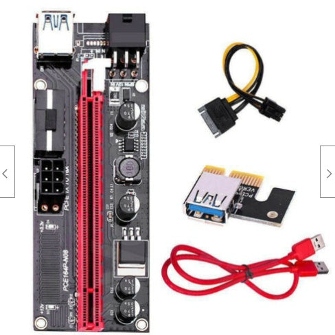 JMT-904394 PCI-E 1X to 16X Extension Cable, Black Gold Gang 009S for Graphics Card Connection (30cm/60cm/100cm)