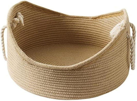 JMT-904394 Spacious Wicker Cat Bed with Corrugated Scratching Surface - Comfortable Multi-Functional Pet Nest for All Seasons