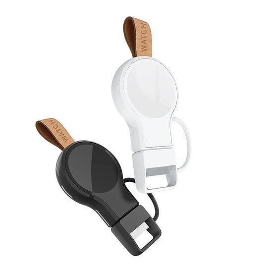 JMT-904778 Portable Magnetic Wireless Charger Keychain in Ivory White and Black