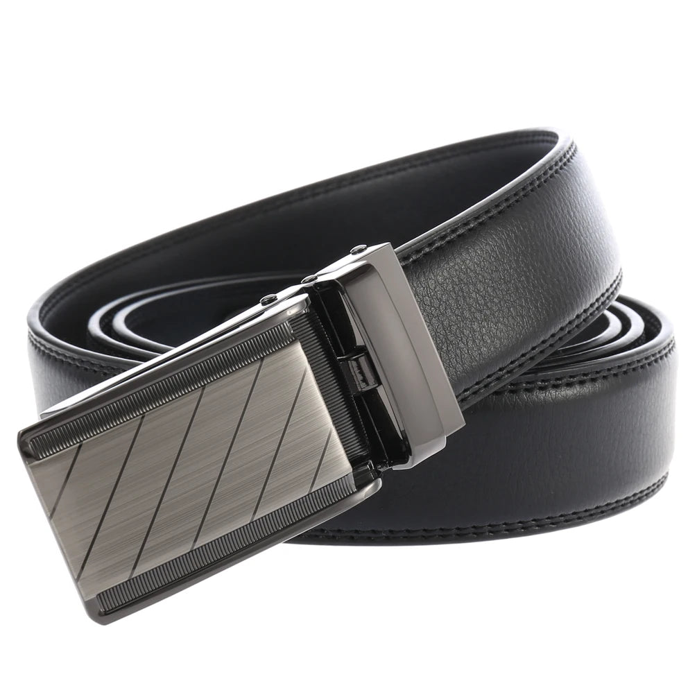 JMT-904842 Automatic Ratchet Buckle Cowhide Leather Belt for Men - Model LY33-1853-1