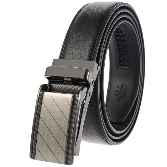 JMT-904842 Automatic Ratchet Buckle Cowhide Leather Belt for Men - Model LY33-1853-1
