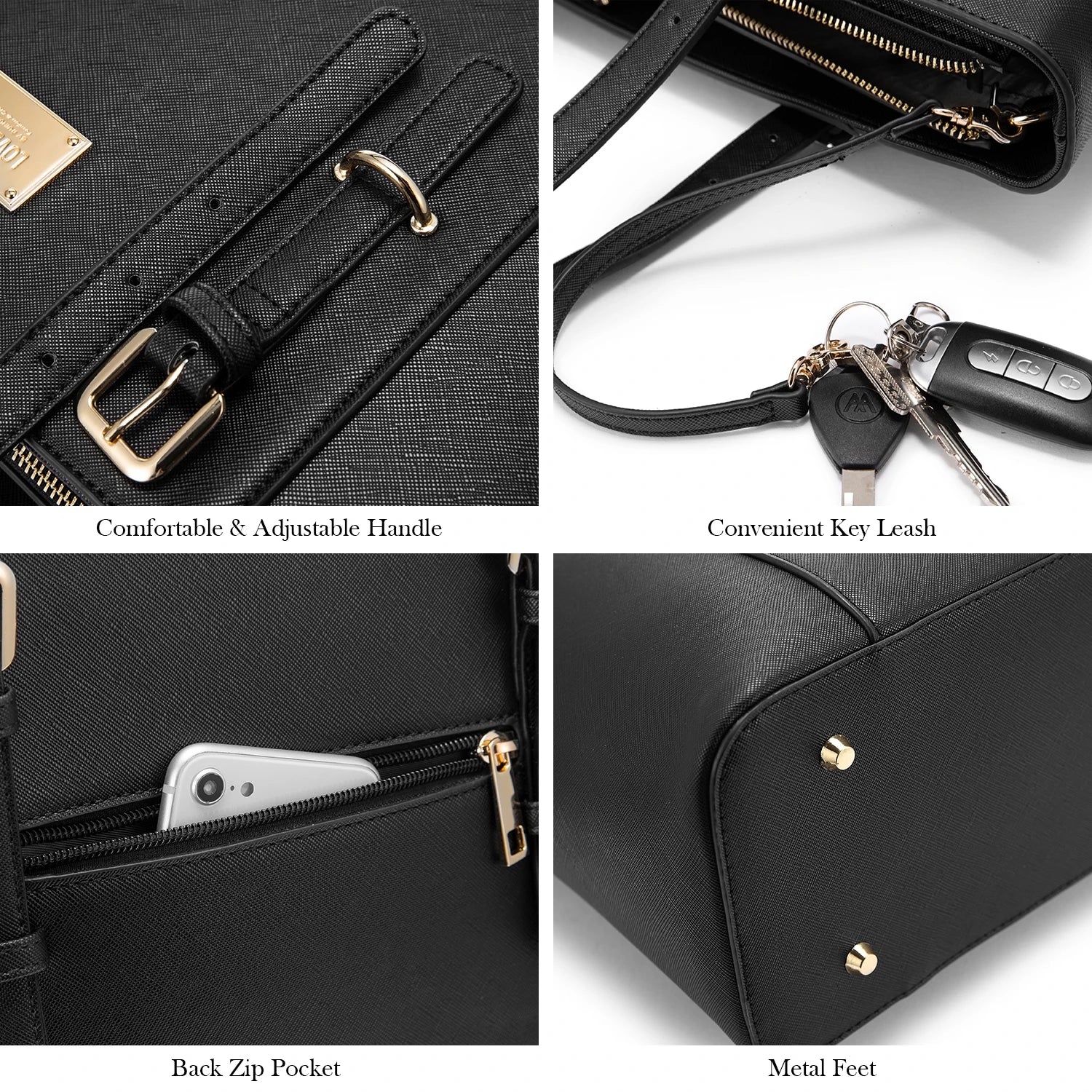 JMT-904906 Spacious PU Leather Laptop Handbag for Women - 15.6 Inch Office Tote Bag with Shoulder Strap