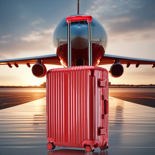 JMT-904970 Red Carry-On Trolley Luggage with USB Charging Port and Cup Holder